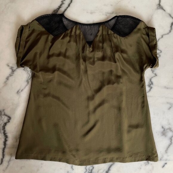 Myne Short Sleeve Silk Top with Mesh Details - Picture 10 of 13